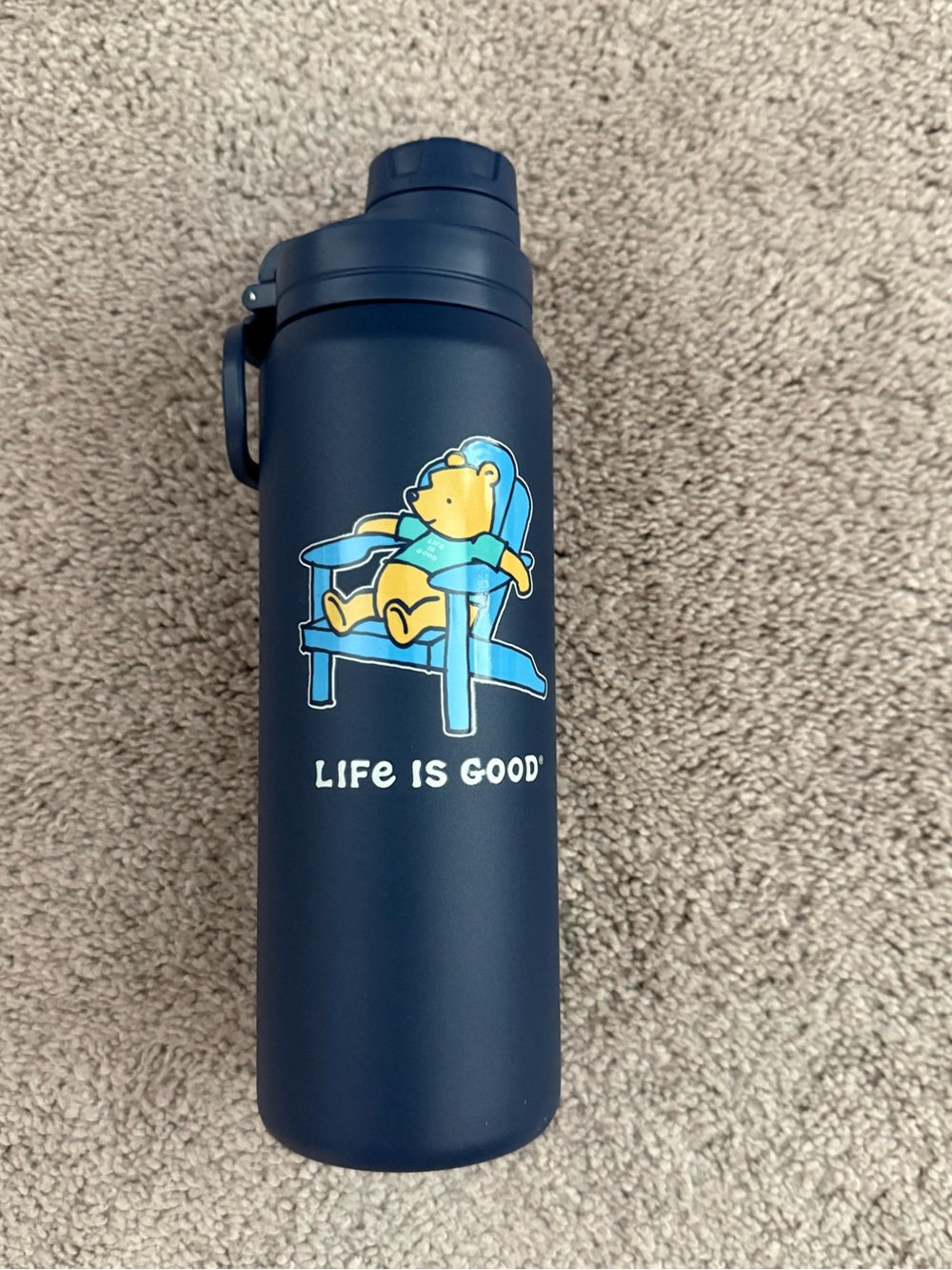 Life Is Good Navy Bottle with Winnie Pooh Graphic